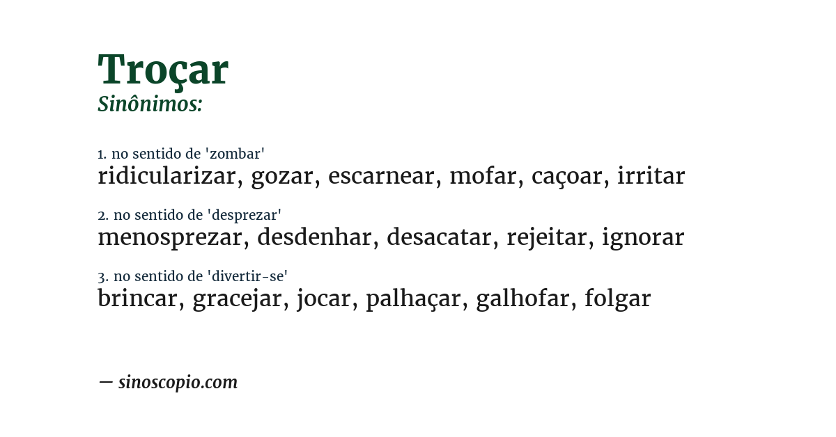 Sinônimo de troçar