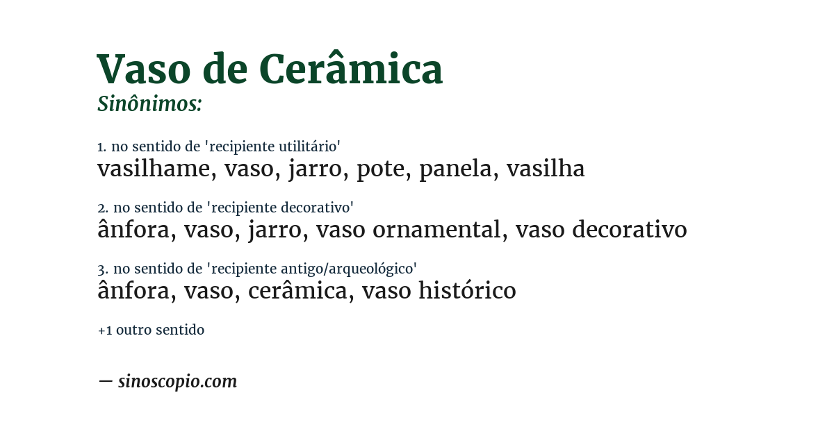 Sinônimo de vaso de cerâmica