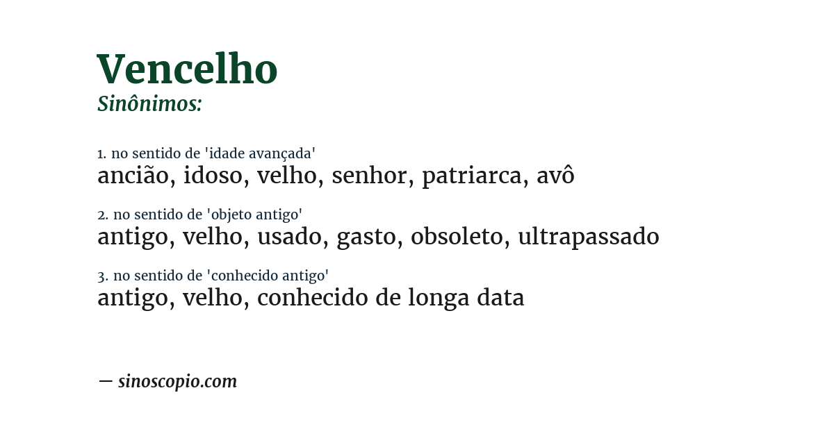 Sinônimo de vencelho