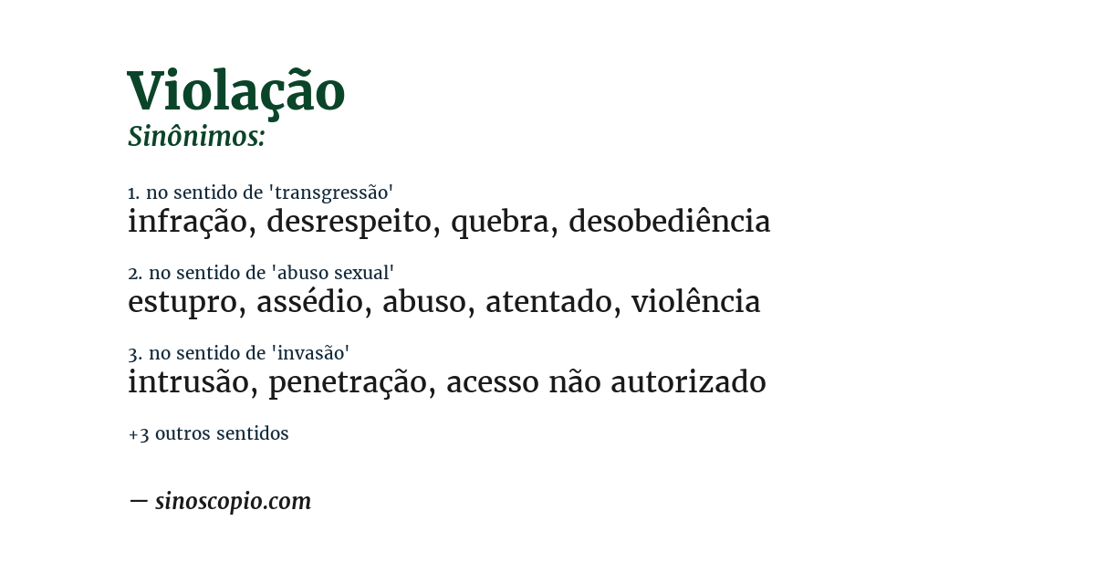 Sinônimo de violação