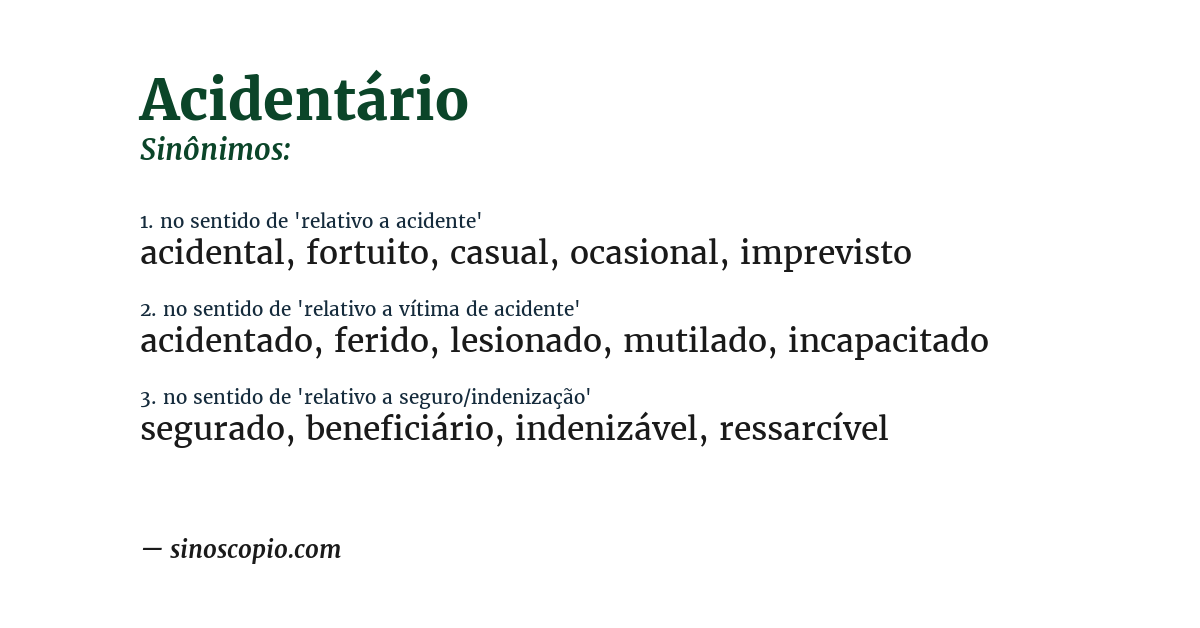 Sinônimo de acidentário