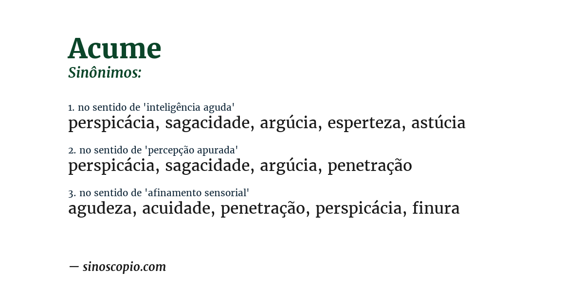 Sinônimo de acume