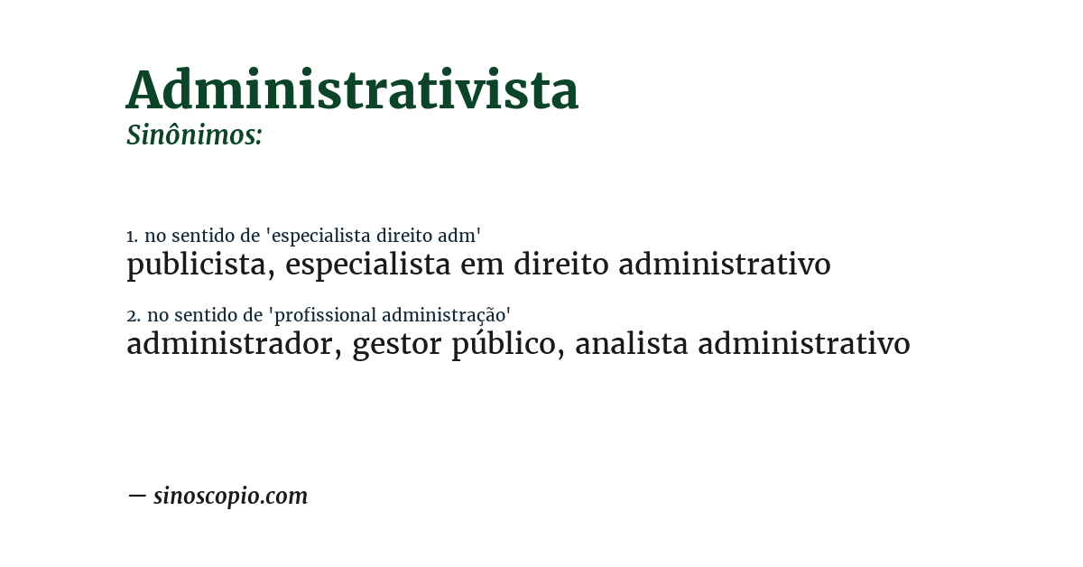 Sinônimo de administrativista