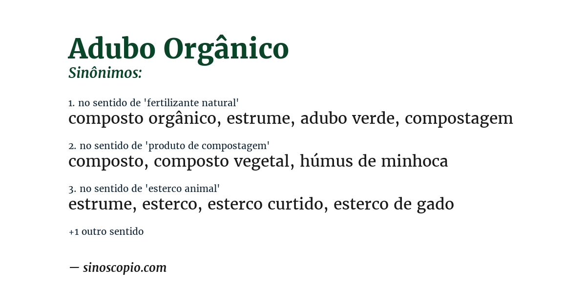 Sinônimo de adubo orgânico