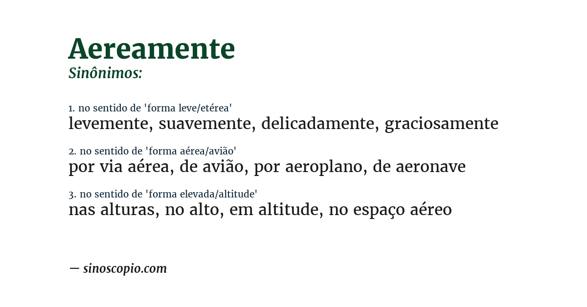 Sinônimo de aereamente