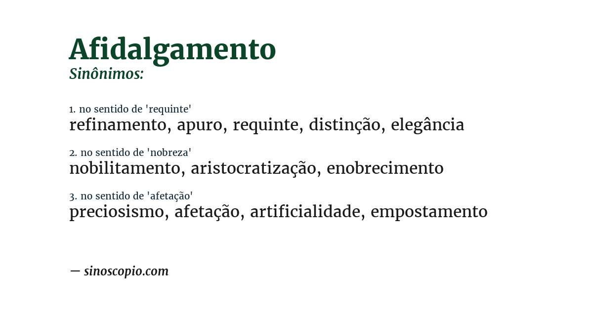 Sinônimo de afidalgamento