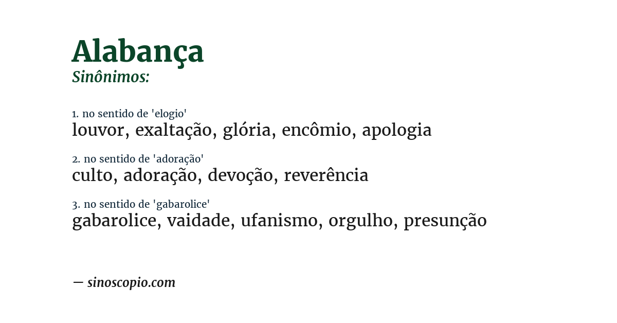 Sinônimo de alabança