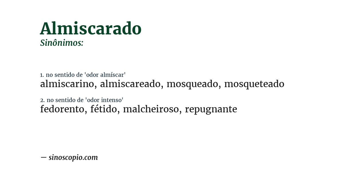 Sinônimo de almiscarado