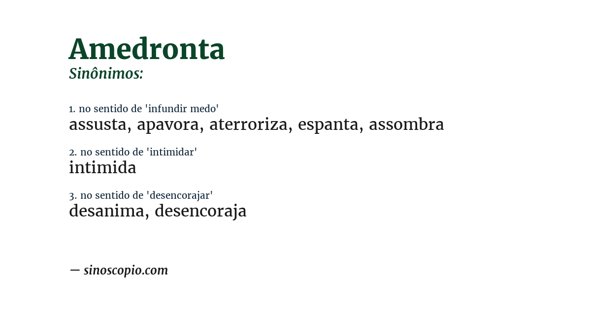 Sinônimo de amedronta