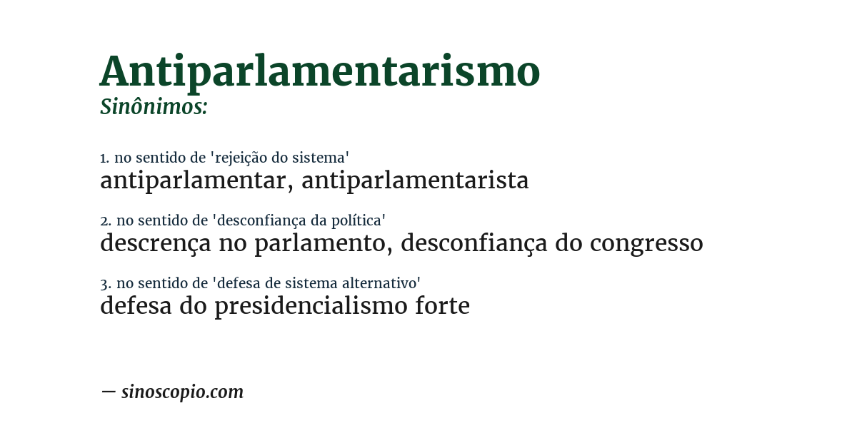 Sinônimo de antiparlamentarismo