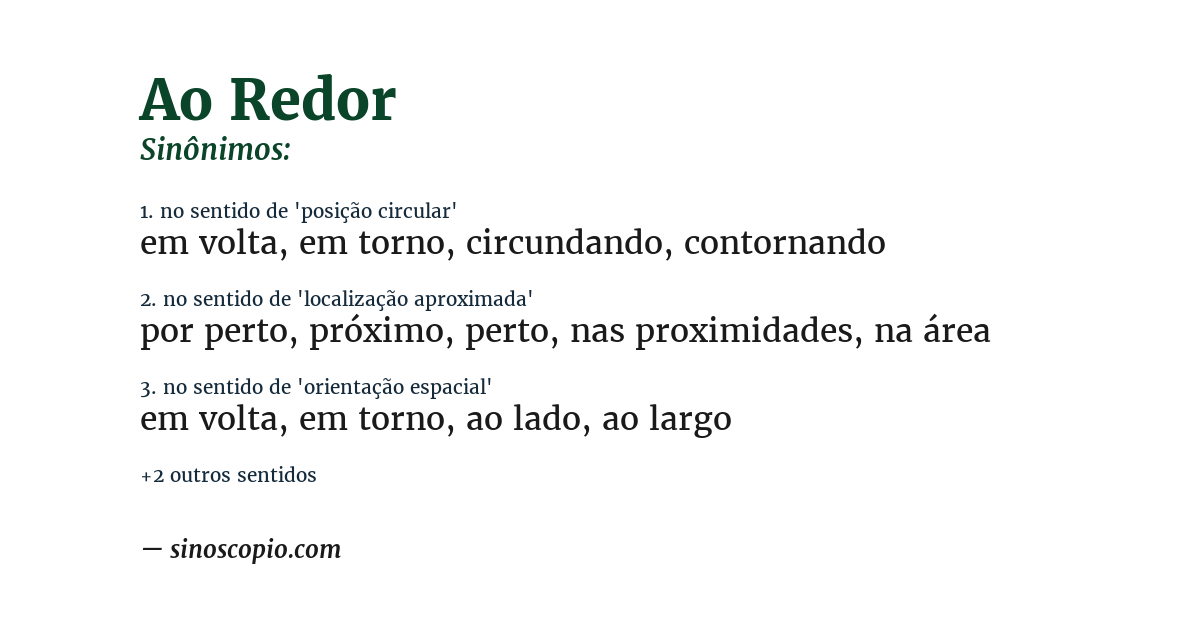 Sinônimo de ao redor