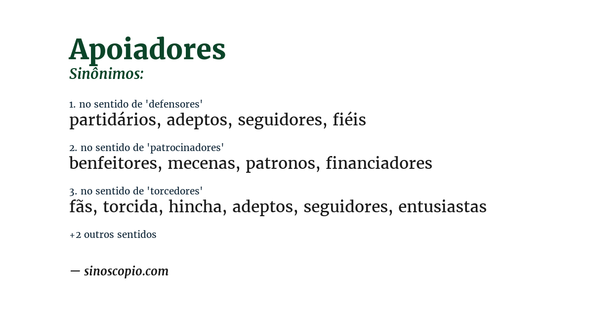 Sinônimo de apoiadores