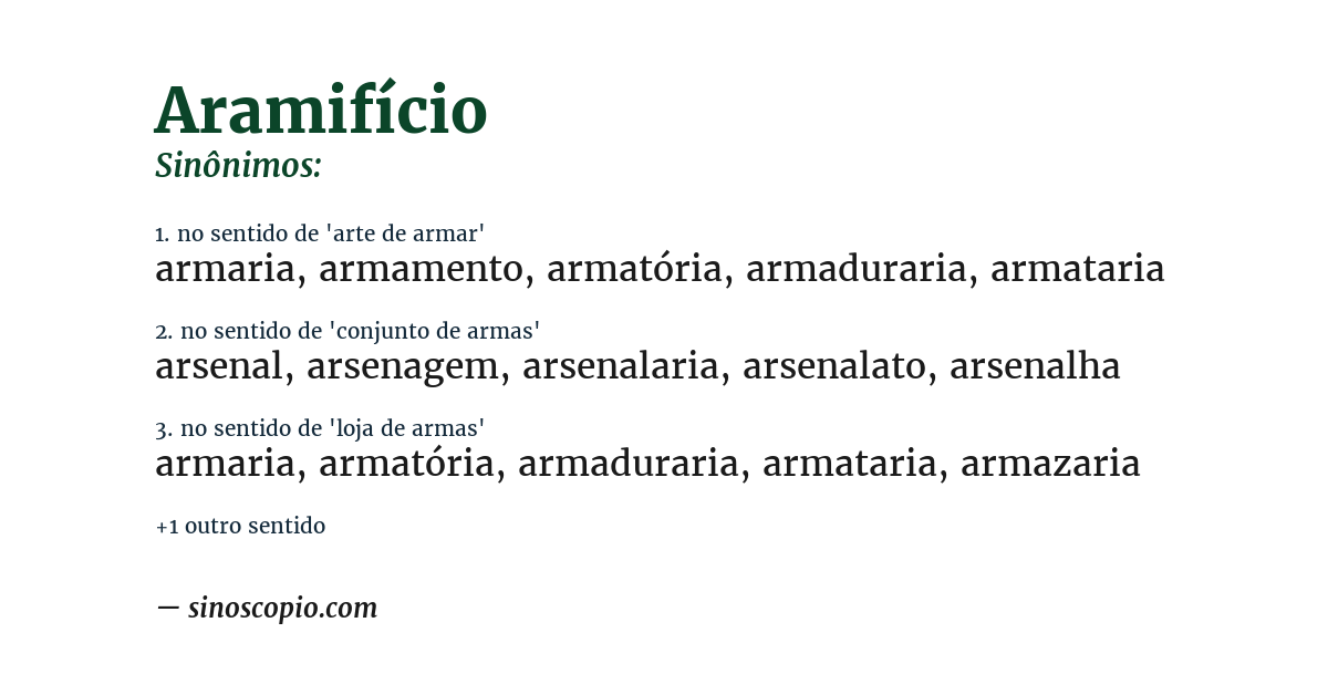 Sinônimo de aramifício