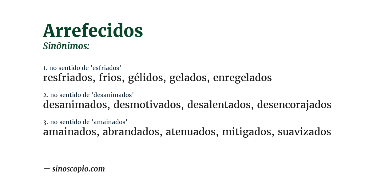 Sinônimo de arrefecidos
