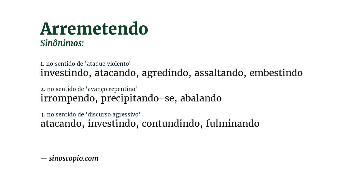 Sinônimo de arremetendo