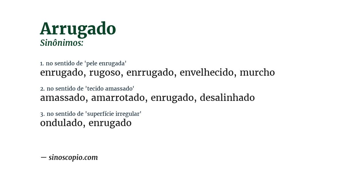 Sinônimo de arrugado