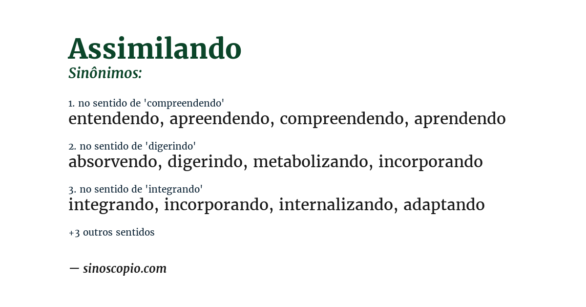 Sinônimo de assimilando