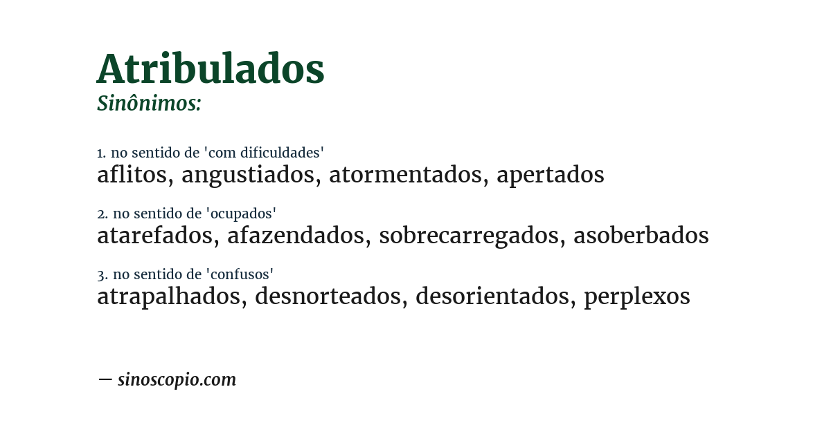 Sinônimo de atribulados