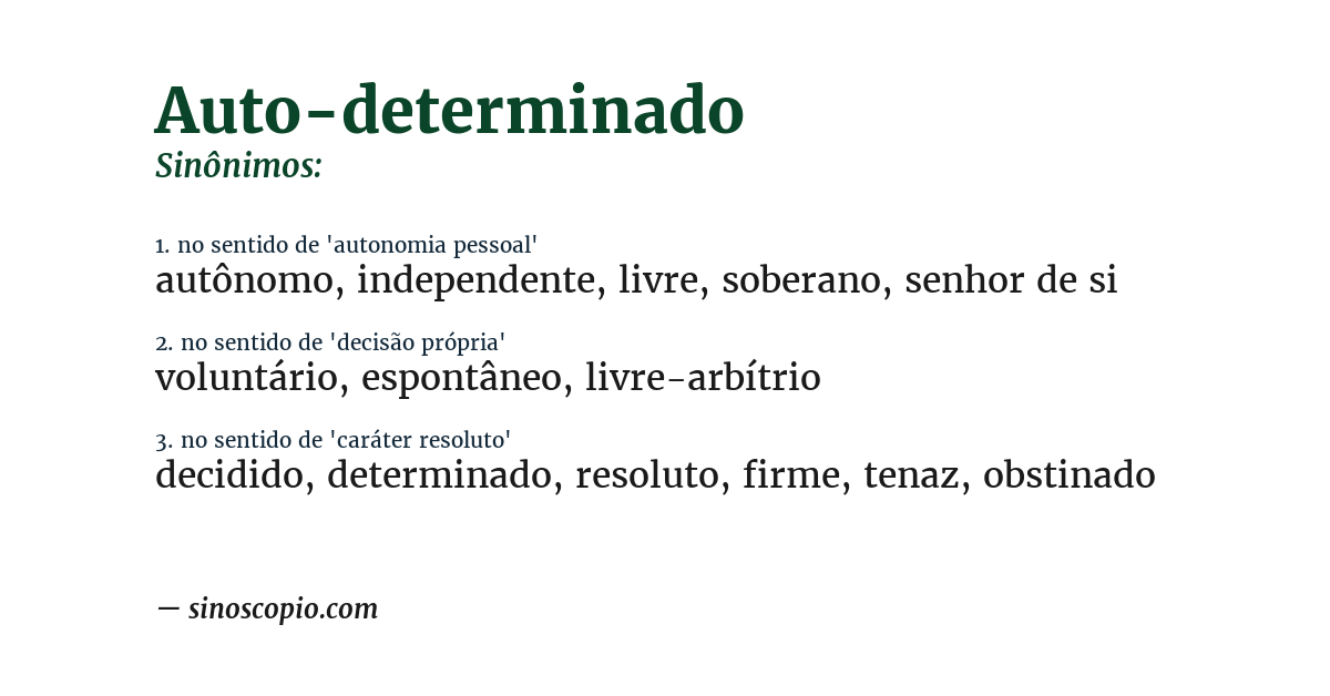 Sinônimo de auto-determinado