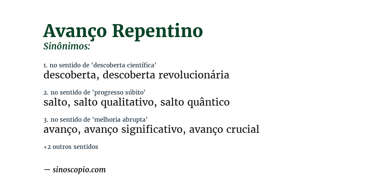 Sinônimo de avanço repentino