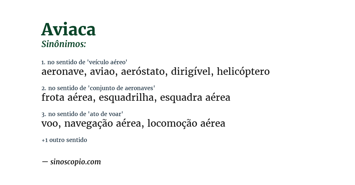 Sinônimo de aviaca