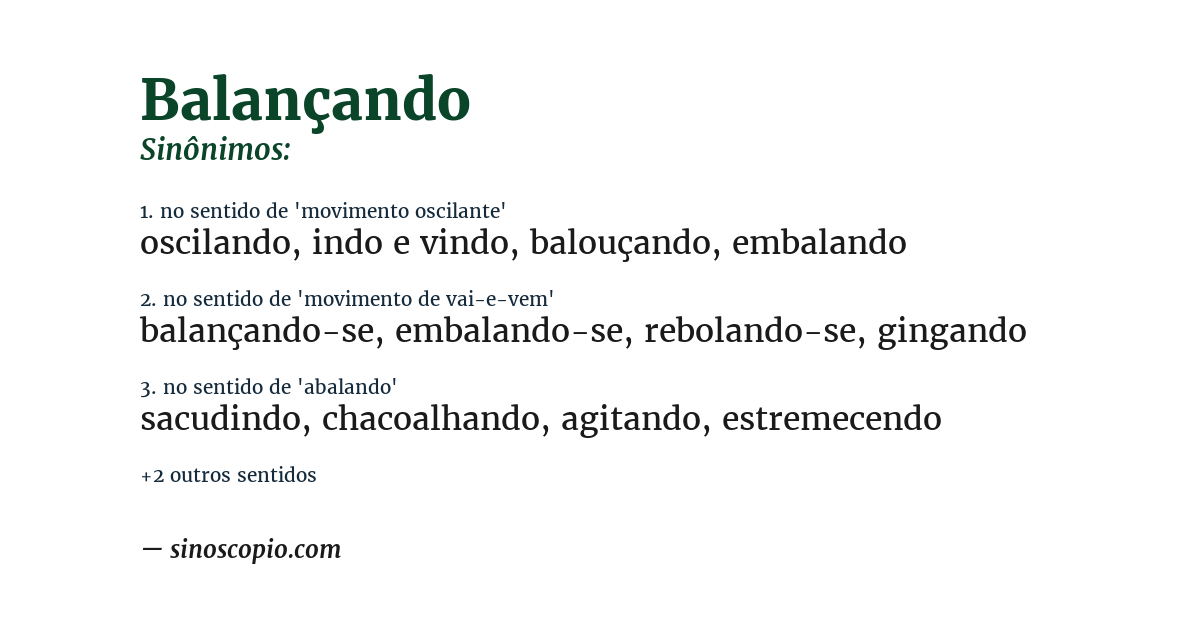 Sinônimo de balançando