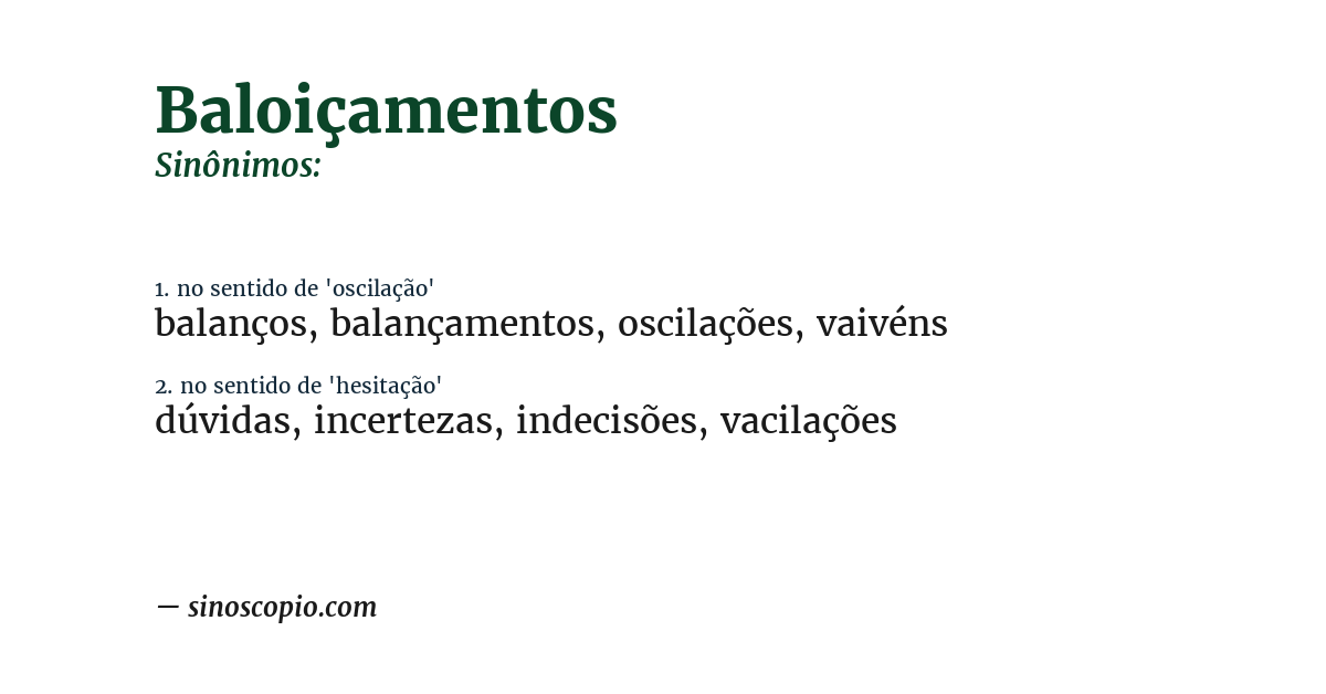 Sinônimo de baloiçamentos
