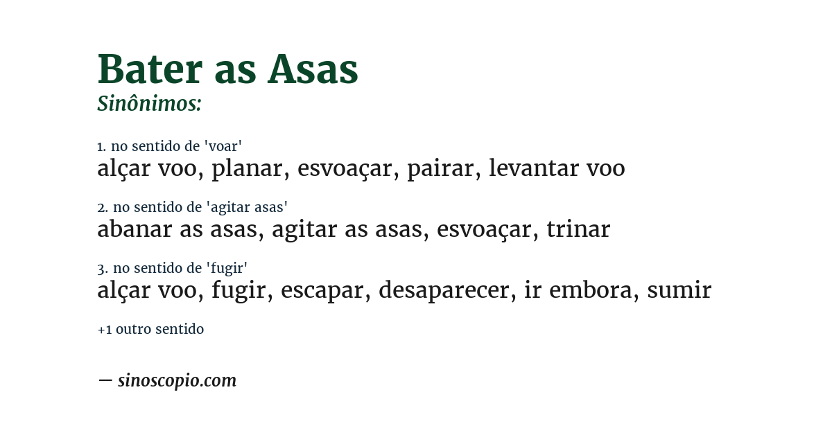 Sinônimo de bater as asas