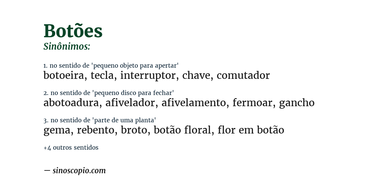 Sinônimo de botões