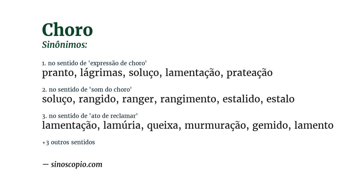 Sinônimo de choro