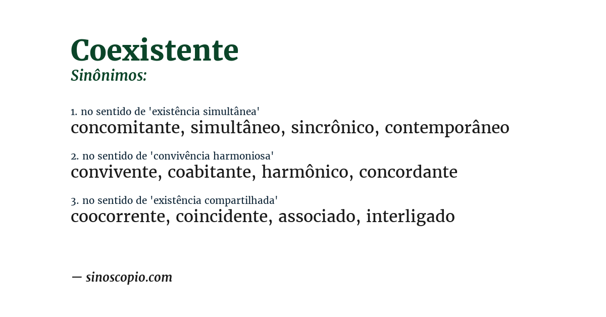 Sinônimo de coexistente