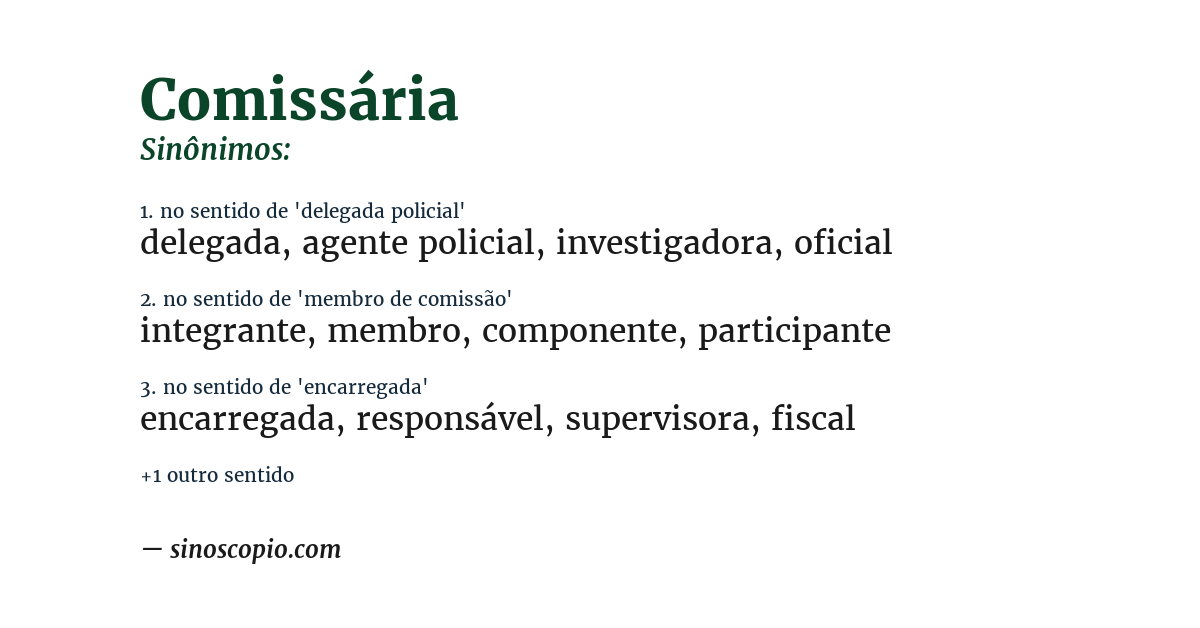 Sinônimo de comissária