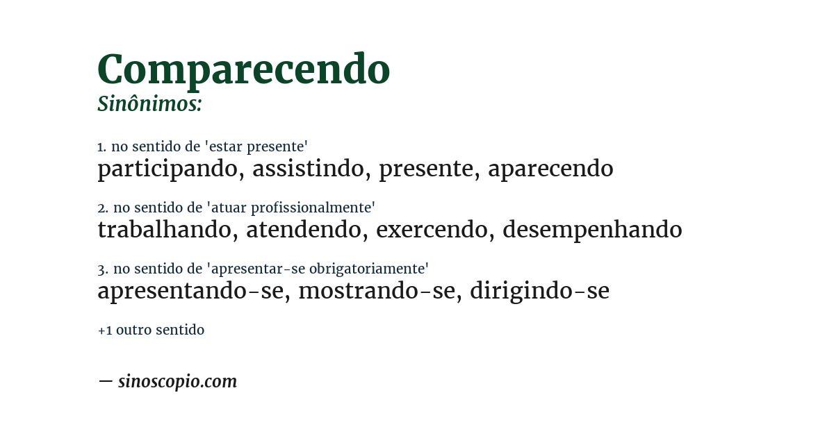 Sinônimo de comparecendo