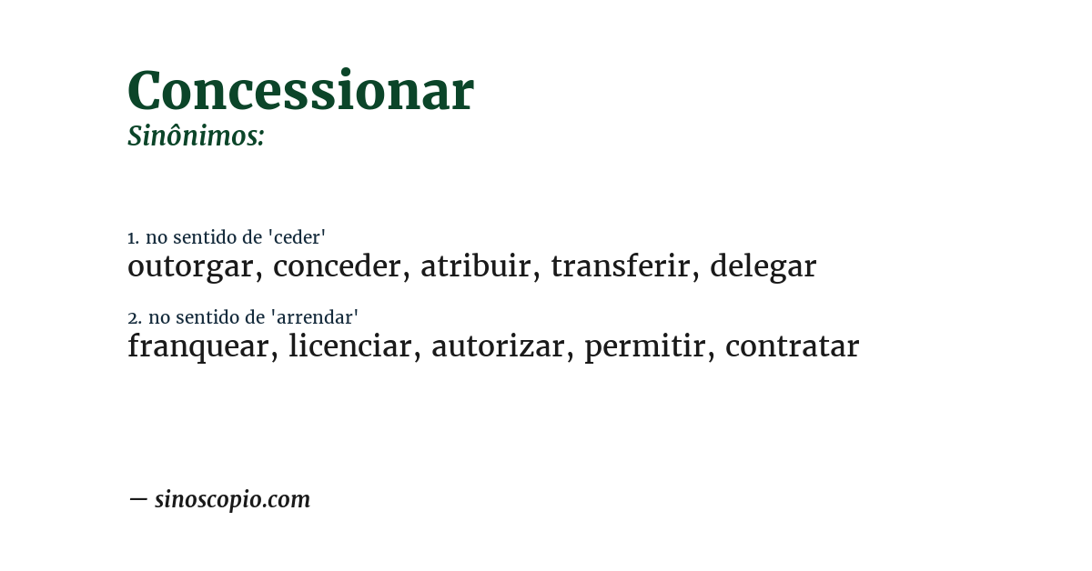 Sinônimo de concessionar