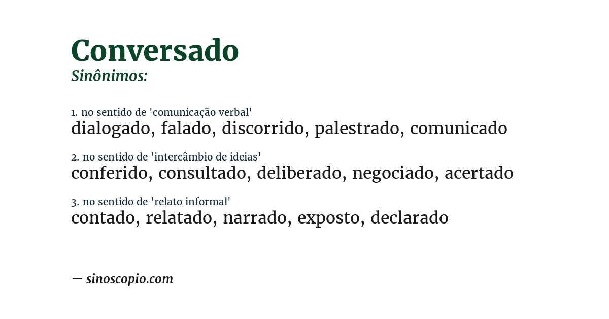 Sinônimo de conversado