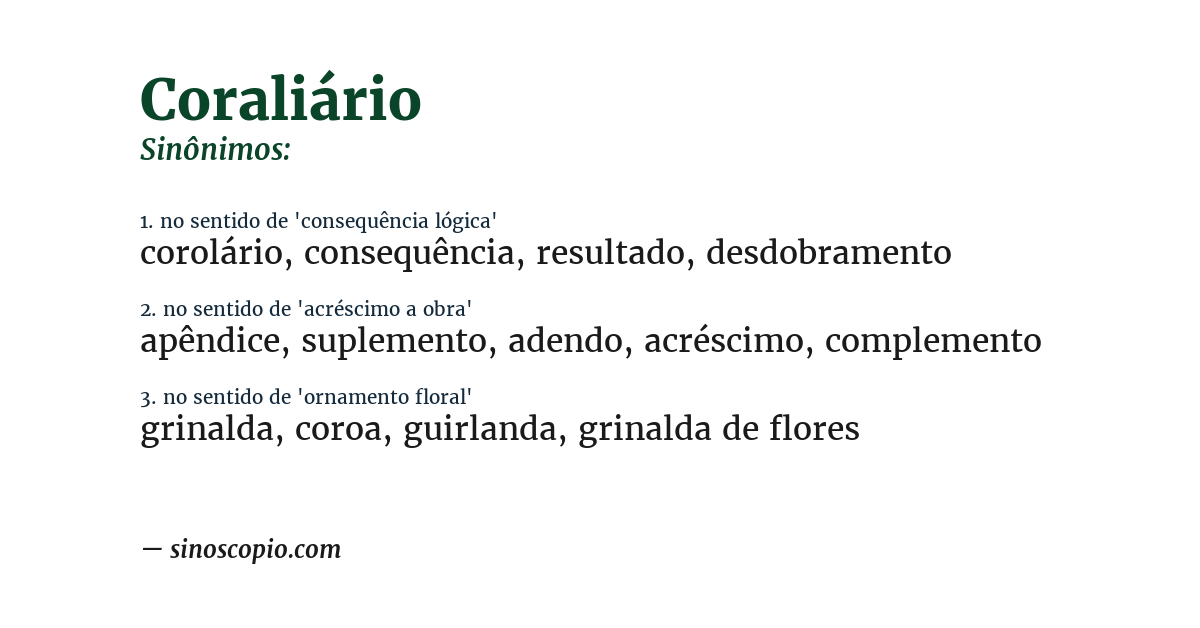 Sinônimo de coraliário