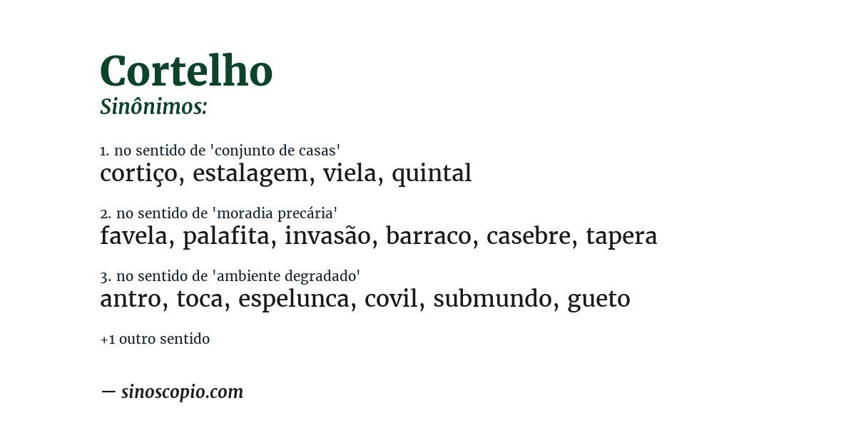 Sinônimo de cortelho