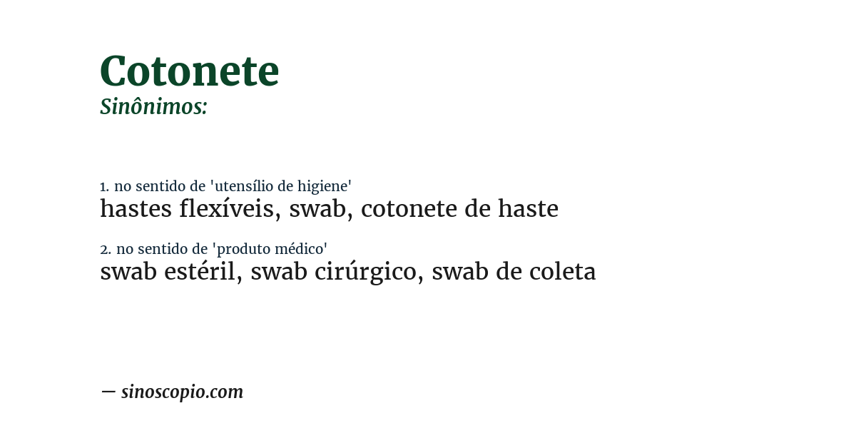 Sinônimo de cotonete