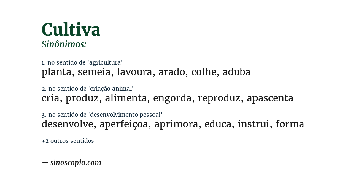Sinônimo de cultiva