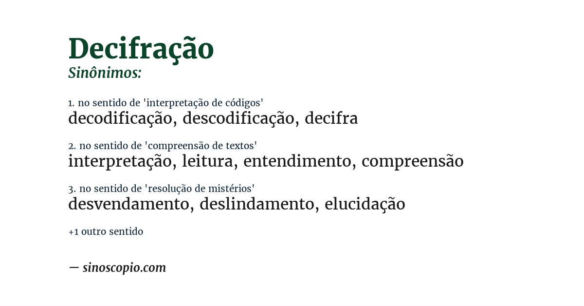 Sinônimo de decifração