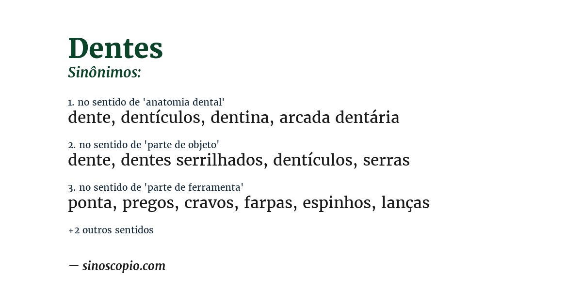Sinônimo de dentes