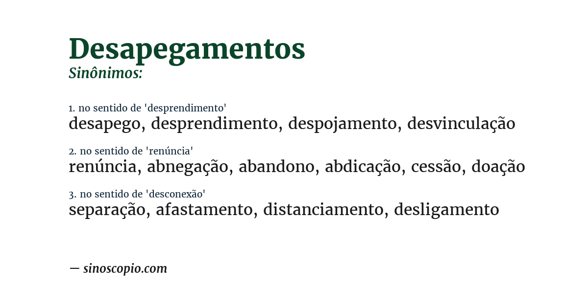 Sinônimo de desapegamentos