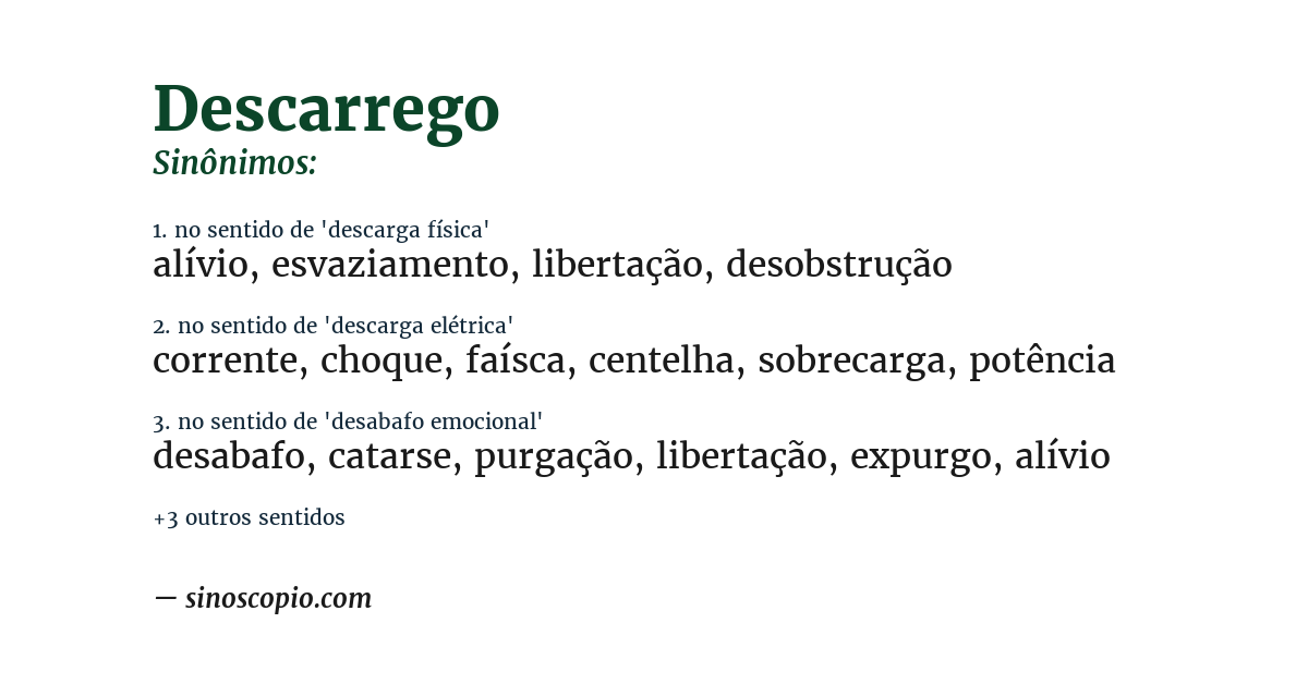 Sinônimo de descarrego