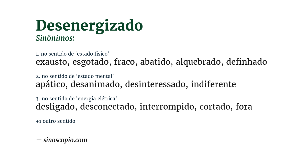 Sinônimo de desenergizado
