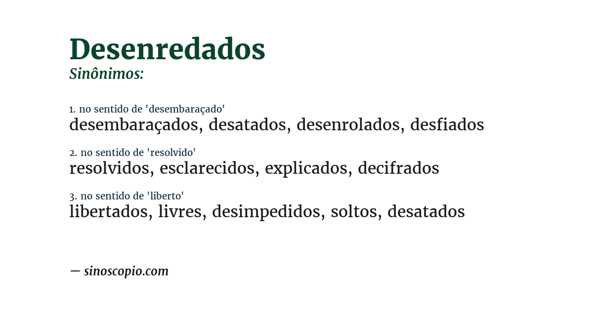 Sinônimo de desenredados