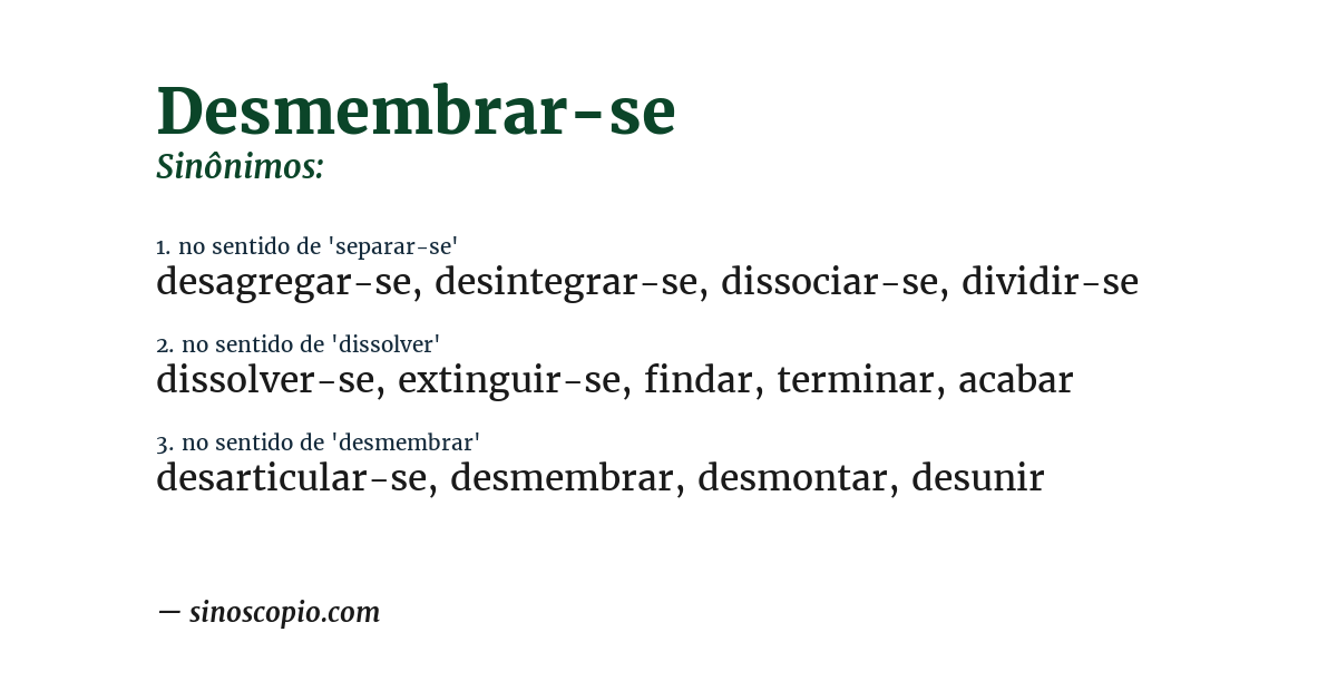 Sinônimo de desmembrar-se