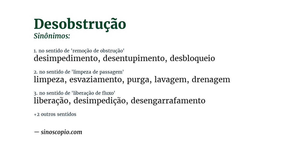 Sinônimo de desobstrução
