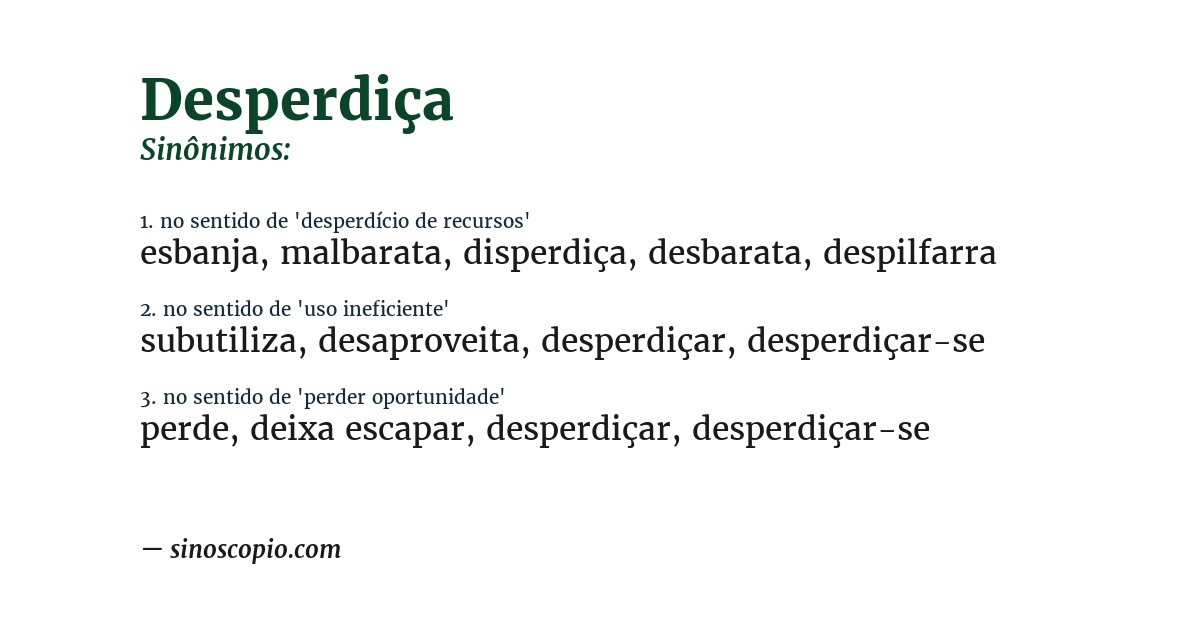 Sinônimo de desperdiça