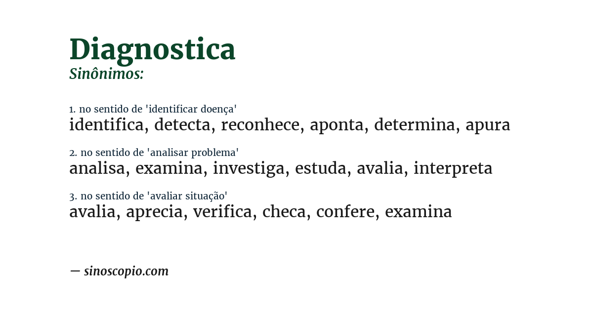 Sinônimo de diagnostica