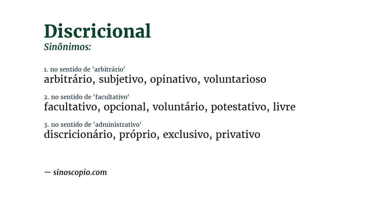 Sinônimo de discricional